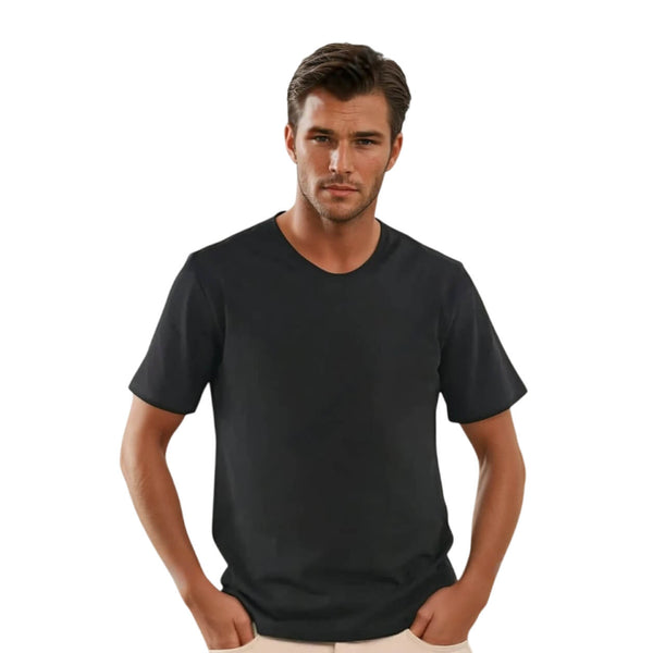 V-neck Basic Men T-Shirt - Black